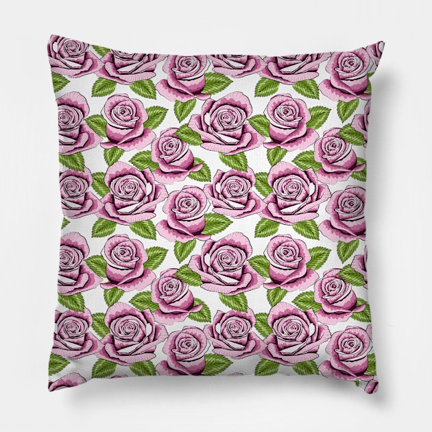 Roses Pattern Pillow by Designoholic