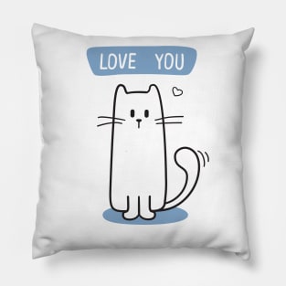 Cat with Love you phrase Pillow