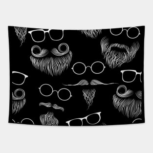 Seamless pattern with image of a hipster beards, mustaches and glasses Tapestry