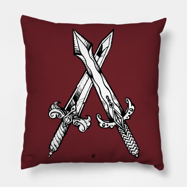 Swords Duel Pillow by TattooTshirt