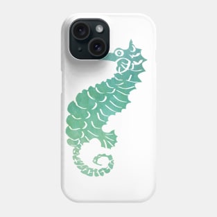 Watercolor Design in Turquoise and Greens Filled Seahorse Phone Case