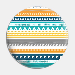 Orange Yellow Blue Tribal Pattern Pin