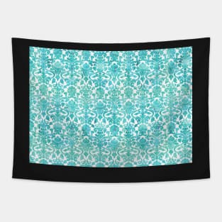 Blue White Damask Watercolor Pattern Tapestry