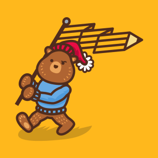 Pencil Bear with Flag T-Shirt