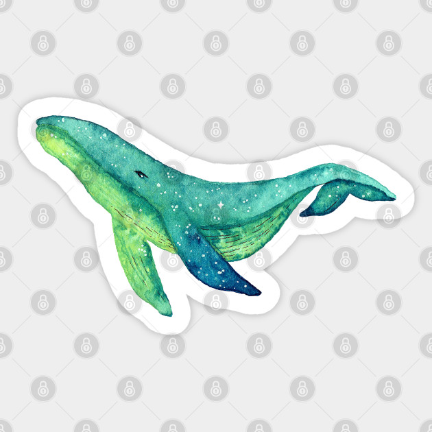 Lemon and cucumber galaxy whale - Whale - Sticker