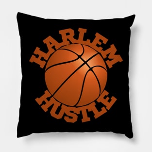 Harlem Hustle in text with Basketball Illustration | New York City Pillow