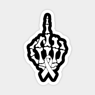 Fuck Lung Cancer Middle Finger White Ribbon Magnet