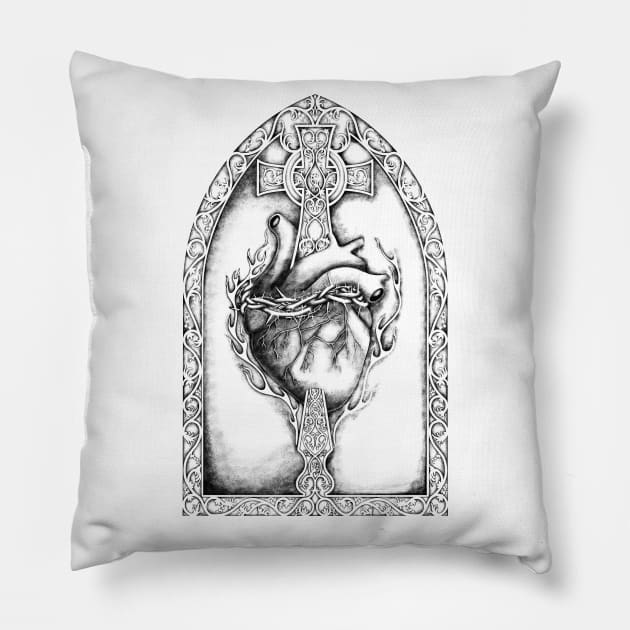 Sacred Heart of Jesus Christ Pillow by Art of Arklin