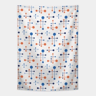 Mid Century Atomic Age Pattern 36 Apricot, Blue Tapestry