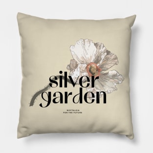 White Flower and Silver garden quote Pillow