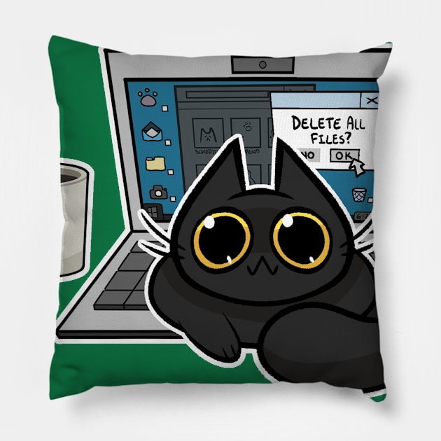 Cat T-Shirt - You have an E-Meow! - Black Cat Pillow by truhland84