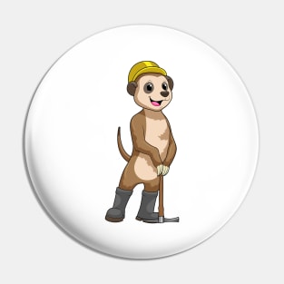 Meerkat as Miner with Pickaxe Pin