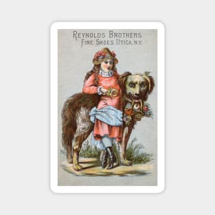 1885 Young Girl and her Giant Dog Magnet