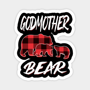 Godmother Bear Red Plaid Christmas Pajama Matching Family Gift Magnet