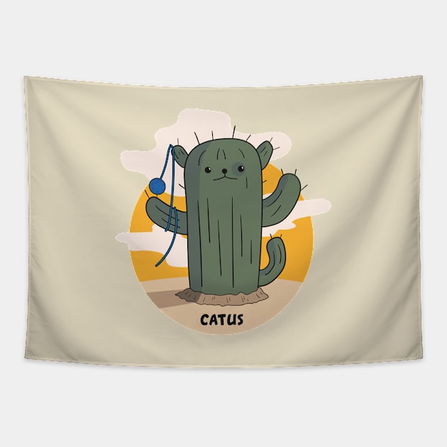 Cactus cat Tapestry by illuville