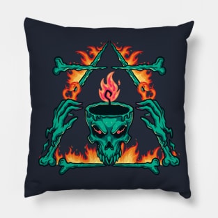 Fire Head Skull Pillow