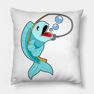 Fish with Fishing rod Pillow