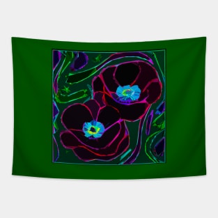 Colorful Layered Abstract of Red Poppies (MD23Mrl018a2) Tapestry