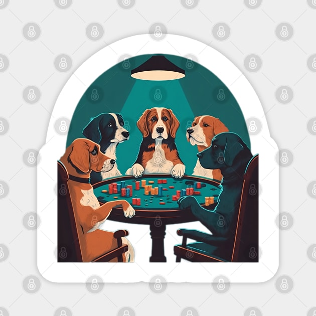 Five Dogs Ante Up for Poker Night Magnet by zoocostudio