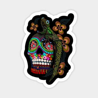 Day Gecko Sugar Skull Magnet