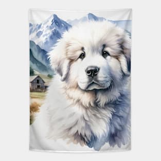 Watercolor Puppies Great Pyrenees - Cute Puppy Tapestry