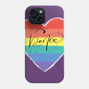 Vintage Rainbow Heart with Dance word in script dancer gift Phone Case