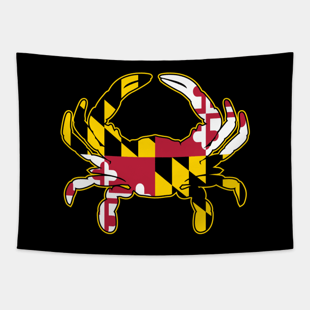 Maryland Flag with Crabs in The Design - Long Sleeve Shirt Black / Medium (M)