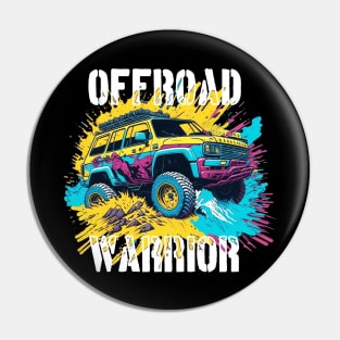 Off-Road Warrior, offroad adventure retro design. Pin