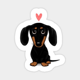 Black and Tan Dachshund with Heart Magnet