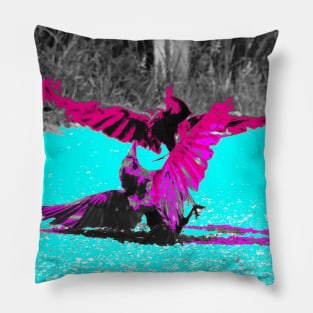 Crows in the power struggle / Swiss Artwork Photography Pillow