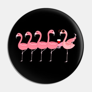 Wine And Flamingo Pin