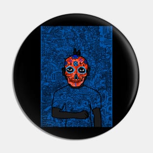 Commemorate NFT Character - MaleMask Doodle by Satoshi Nakamoto on TeePublic Pin