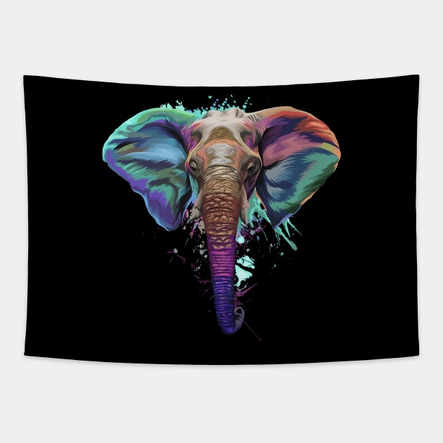 Splash Art Elephant T Shirt | Gifts for Elephant lovers Tapestry by Madfido