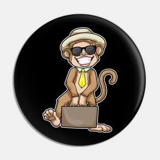 Monkey as Businessman with Briefcase & Sunglasses Pin