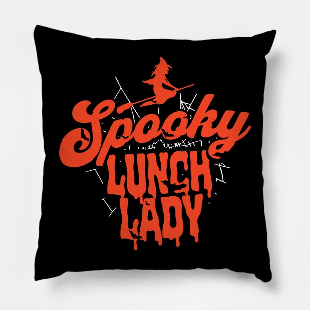 Cute Halloween Spooky Lunch Lady Orange and Black Halloween Witch Pillow by SLAG_Creative