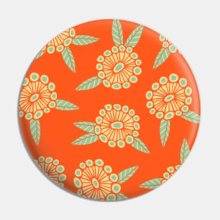 WARM AND SUNNY Boho Retro Bright Floral Botanical Coral Orange Mint Green Cream - UnBlink Studio by Jackie Tahara Pin