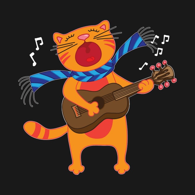 Guitar Music Cat T-Shirt Funny Pet Gift Idea by TeeLovely