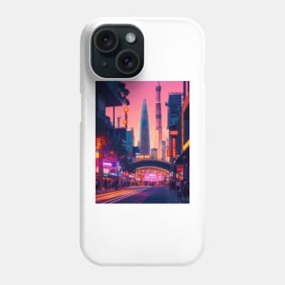 A bustling cityscape at twilight. Phone Case