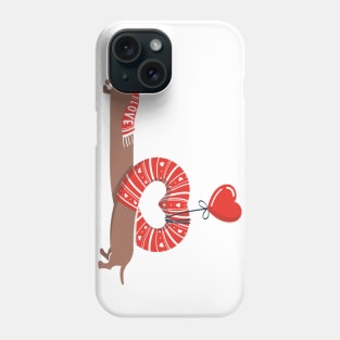 Dachshunds long love // neon red hearts scarves sweaters and other Valentine's Day details brown funny weiner dog puppy Phone Case