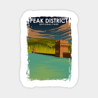 Peak District National Park Vintage Minimal Retro Travel Poster at Night Magnet