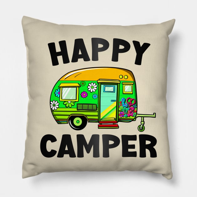 Happy Camper Pillow by Whimsical Frank