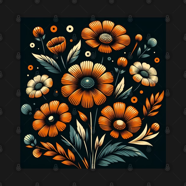 Orange Floral Illustration by Jenni Arts