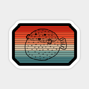 Retro globular puffer fish puffer fish blubb design Magnet