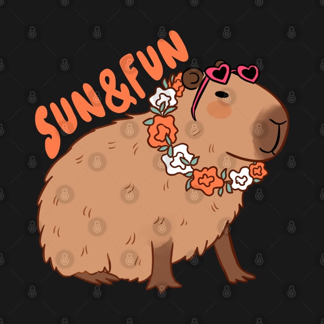 Sun and fun a cute capybara ready for summer vacation by Yarafantasyart