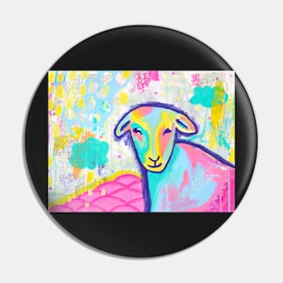 Bright abstract sheep painting mixed media Pin