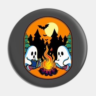 Vintage ghost book reading camping gothic halloween teachers Pin