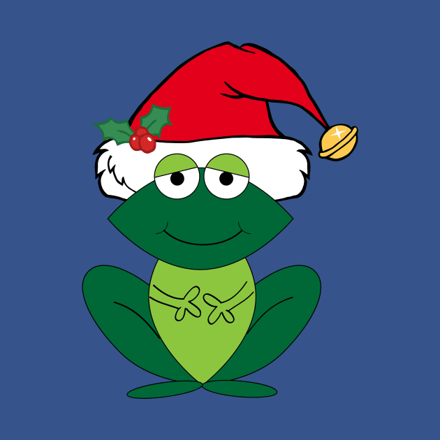 Cute Christmas Frog in Santa Hat by epiclovedesigns