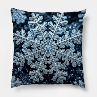 Macro Shot of a Snowflake - Macro Pillow