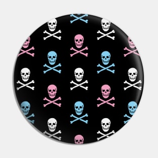 Skull & Crossbones / Jolly Roger (Pattern / White - Pink - Cyan) Pin