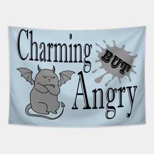 Charming but angry little devil cat funny quote Tapestry